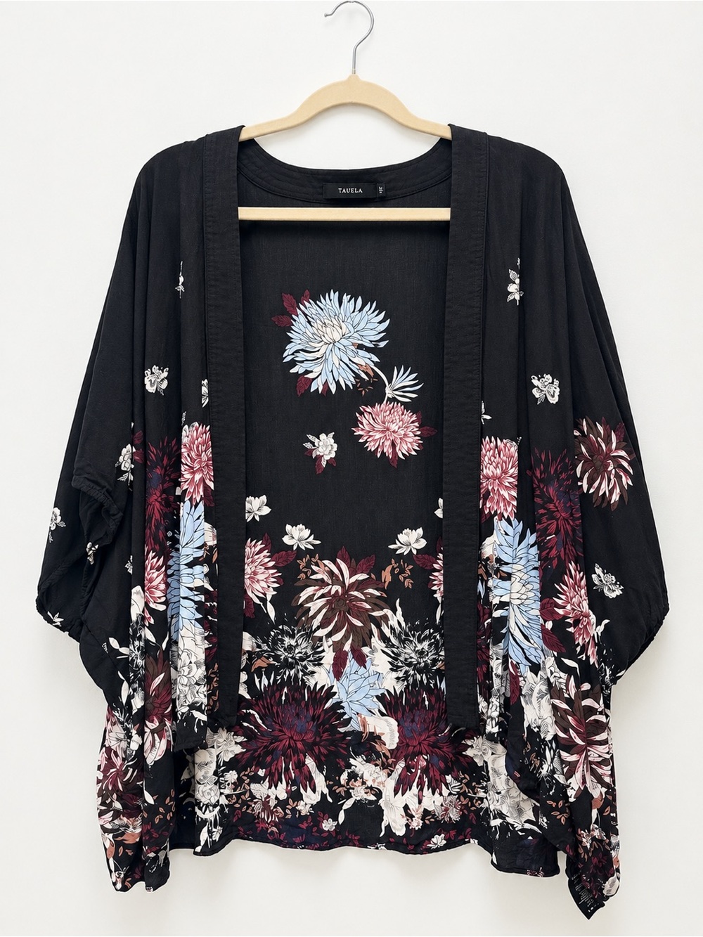 Talula Black Floral Open-Front Kimono Cardigan
